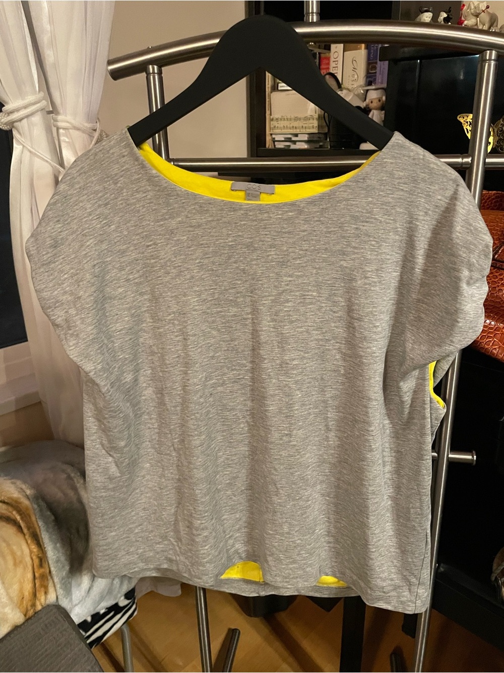COS Grey Boxy Tee with Neon Yellow Layering Detail